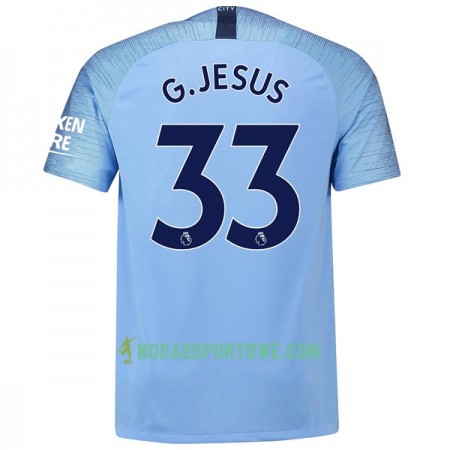 Koszulka Manchester City G.Jesus 33 Domowe Stroje Piłkarskie 2018/19 Krótki Rękaw